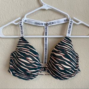 Victoria's Secret Green Animal Print Racerback Bra 34C